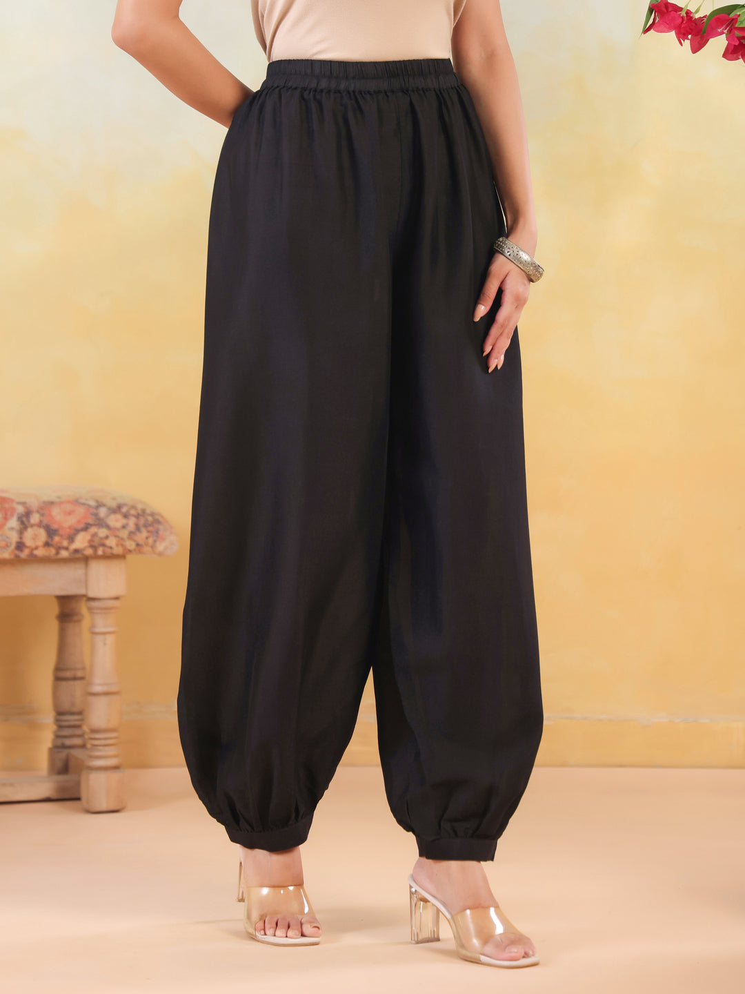 Solid Loose Fit Afgani Pant for Women