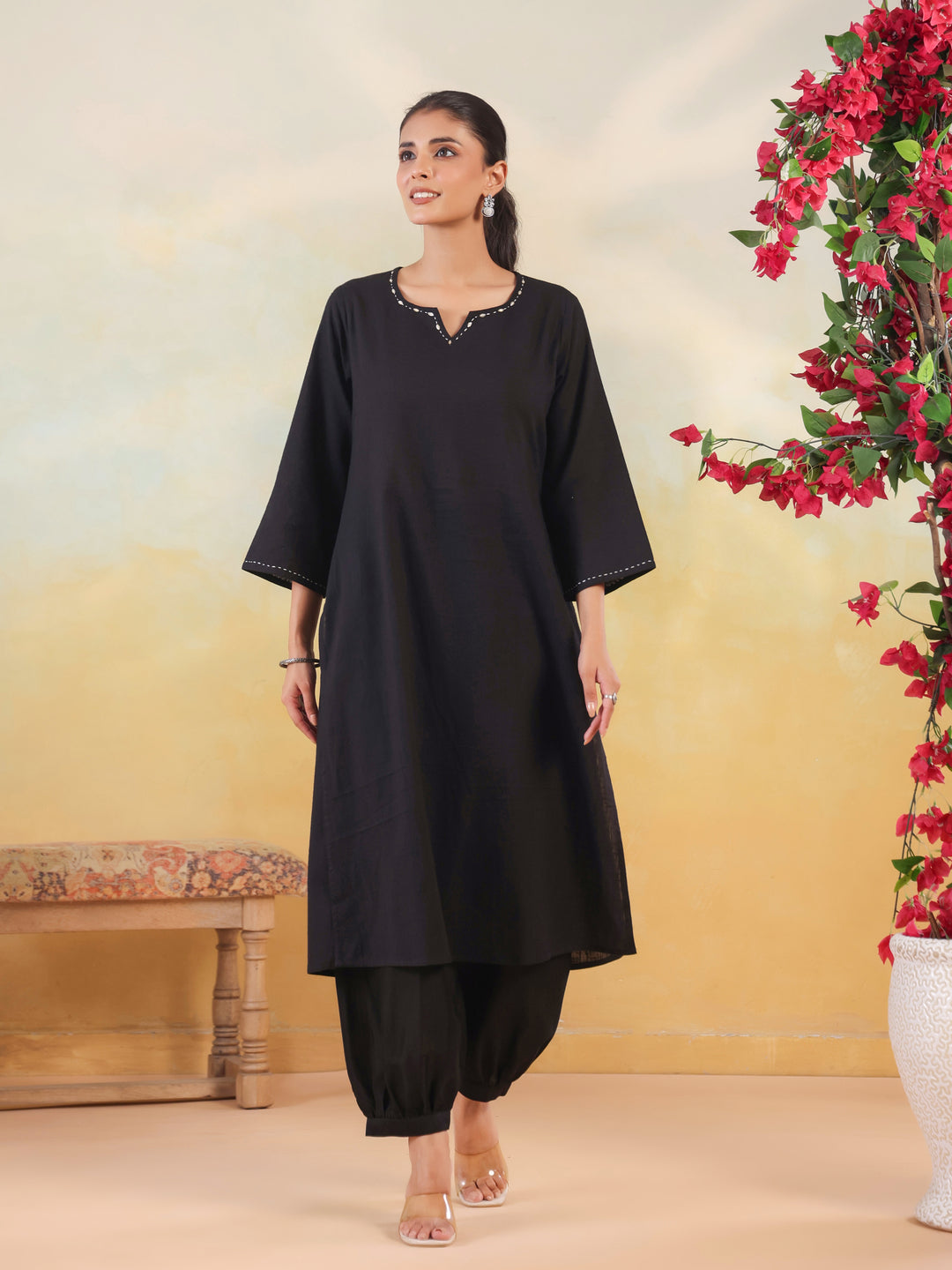 Solid Loose Fit Afgani Pant for Women