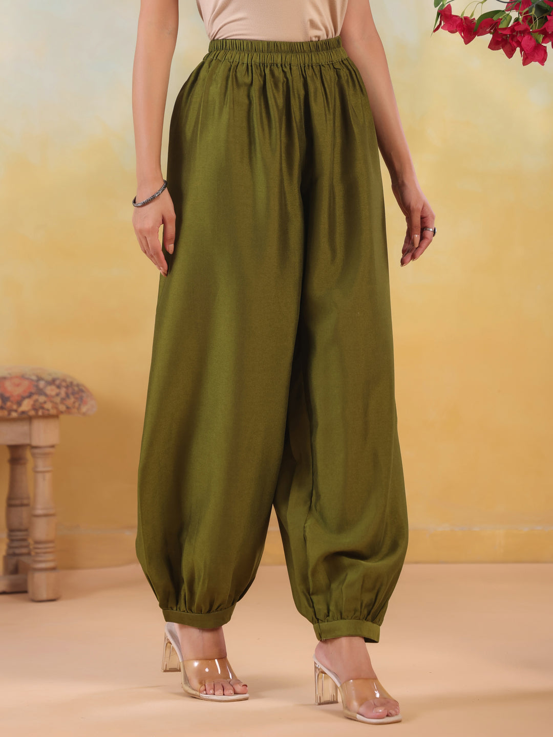 Solid Loose Fit Afgani Pant for Women