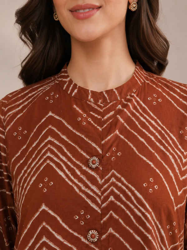 Bandhani Printed Straight Pure Cotton Co-Ord Set