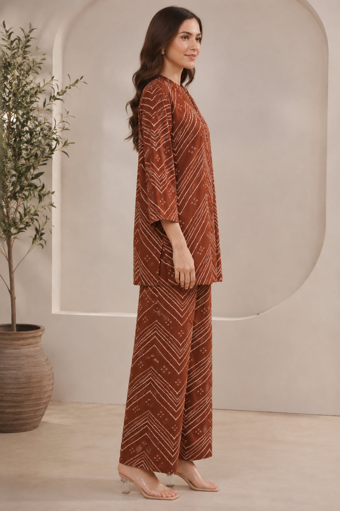 Bandhani Printed Straight Pure Cotton Co-Ord Set