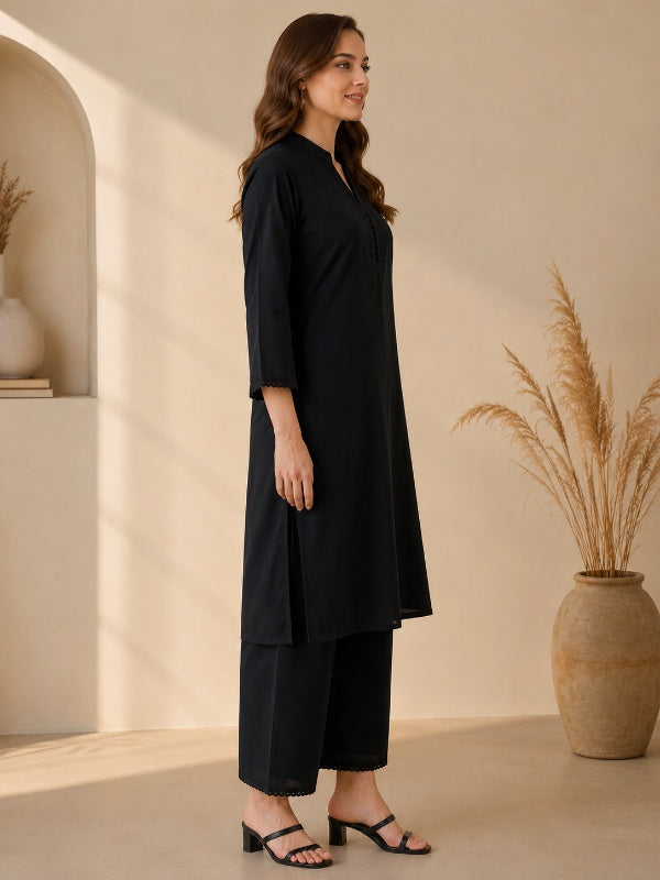 Solid Straight Pure Cotton Co-Ord Set