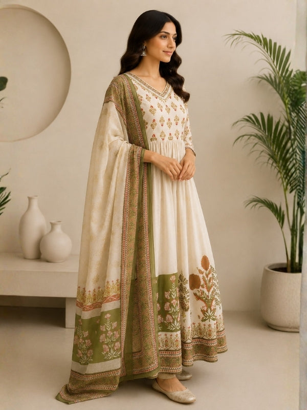 Floral Printed A-Line Kurta & Dupatta Sets