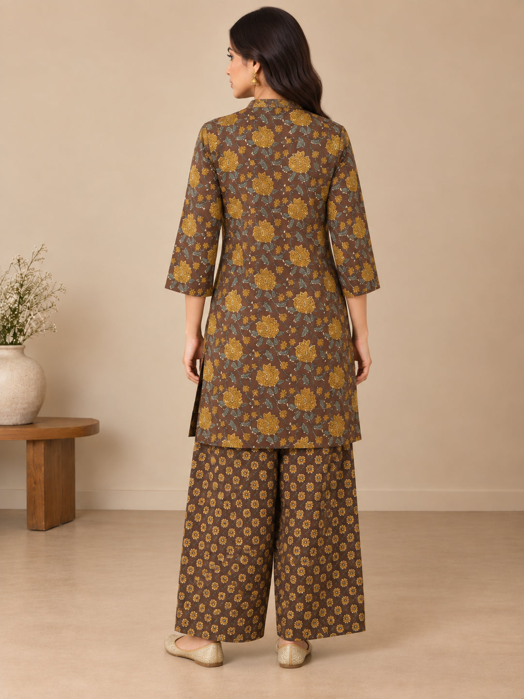 Floral Printed Straight Pure Cotton Kurta & Salwar Sets