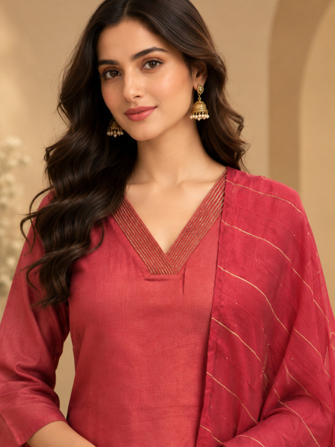Solid Embroidered Straight Kurta & Salwar Sets