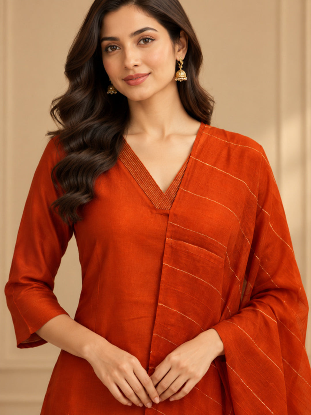 Solid Embroidered Straight Kurta & Salwar Sets