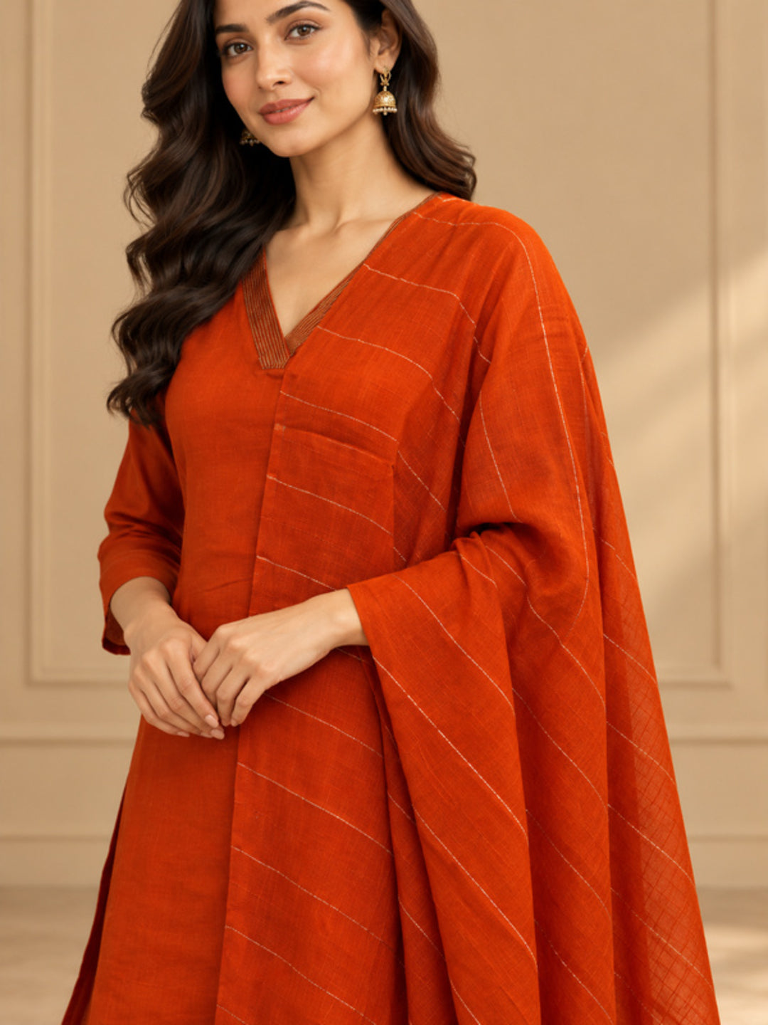 Solid Embroidered Straight Kurta & Salwar Sets