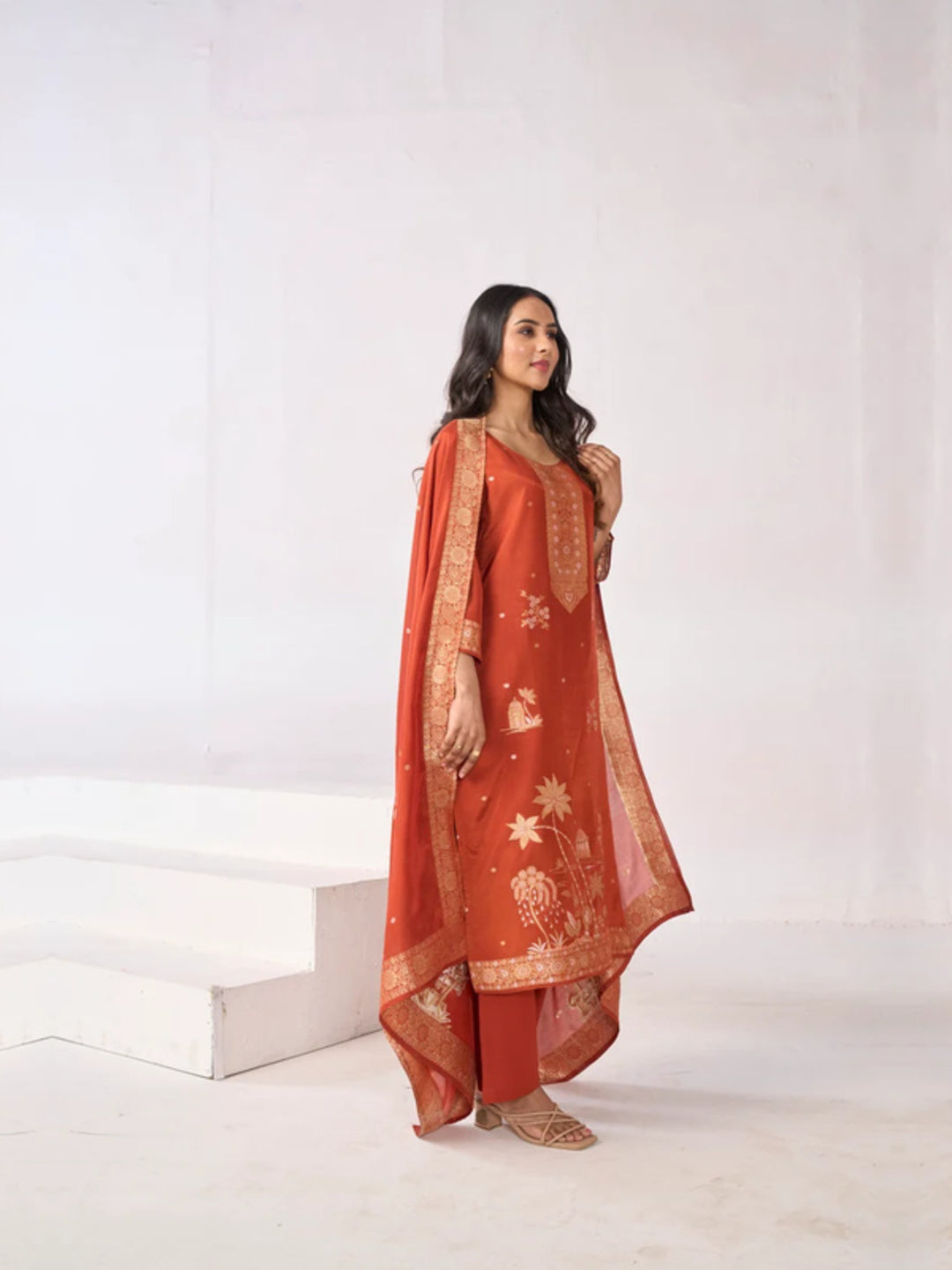 Floral Straight Kurta & Palazzos Sets