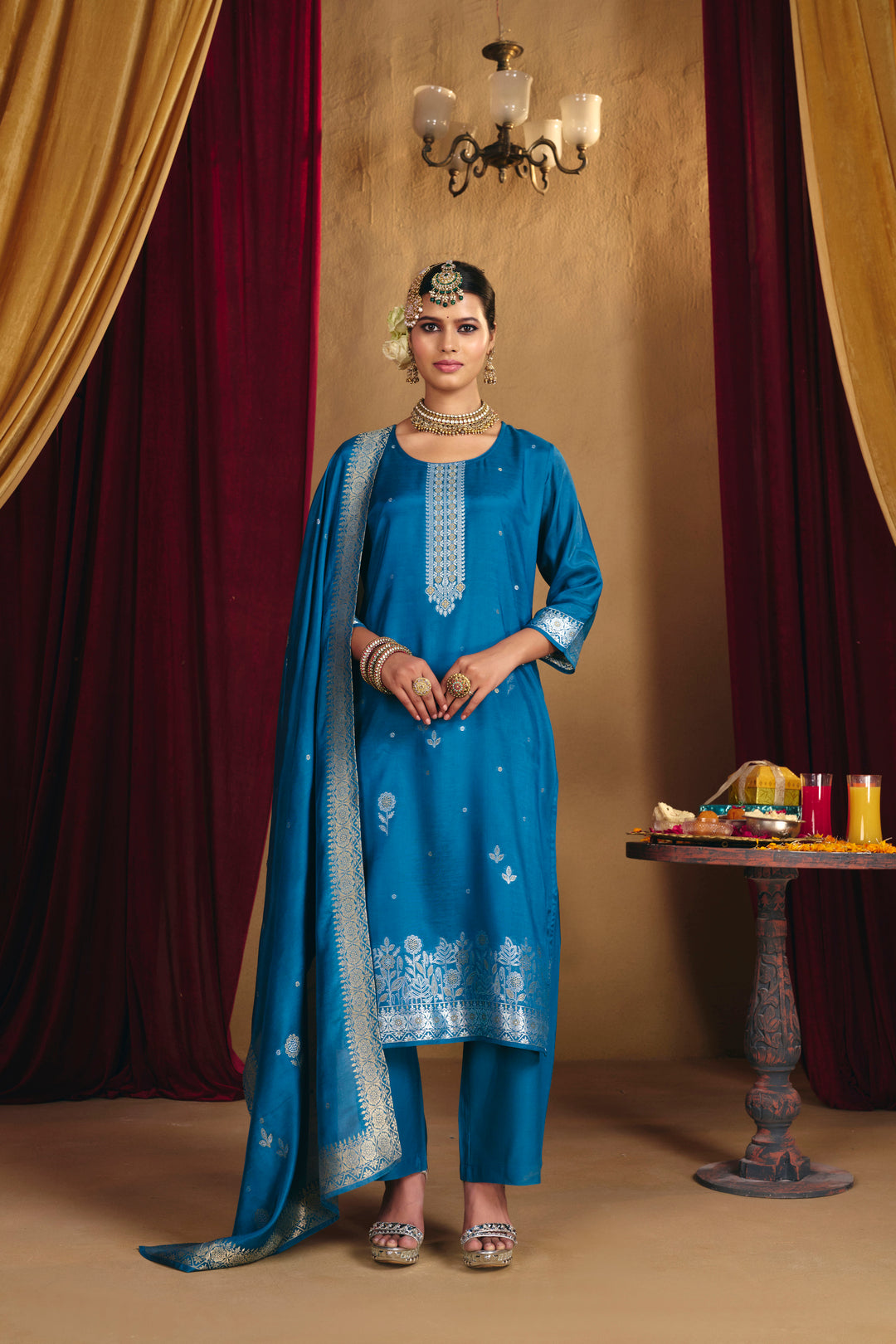 Floral Straight Kurta & Palazzos Sets