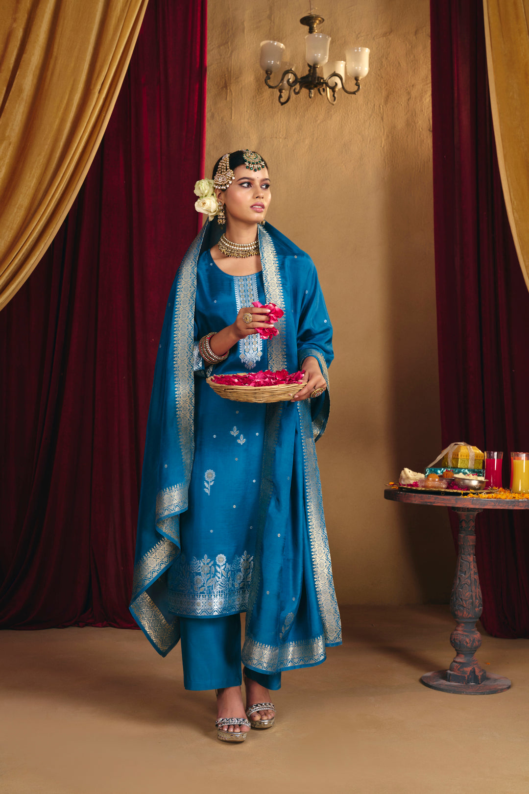 Floral Straight Kurta & Palazzos Sets