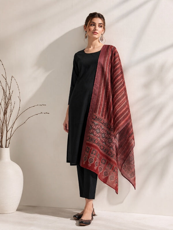 Solid Straight Kurta & Trousers Sets