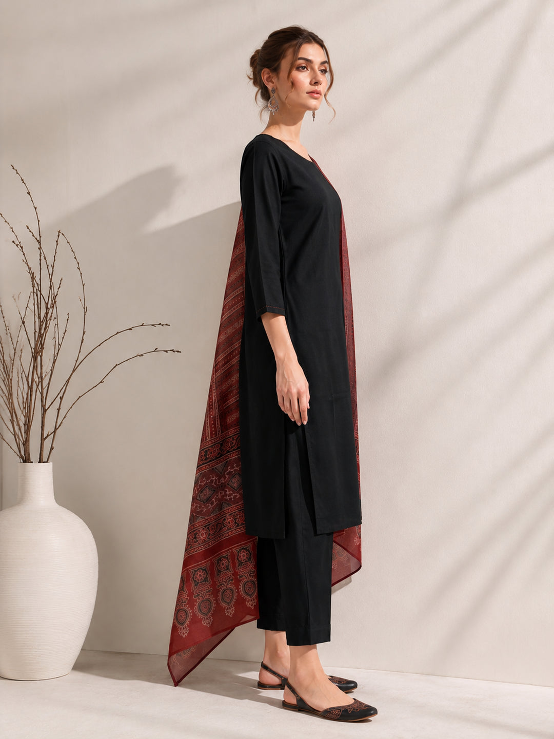 Solid Straight Kurta & Trousers Sets