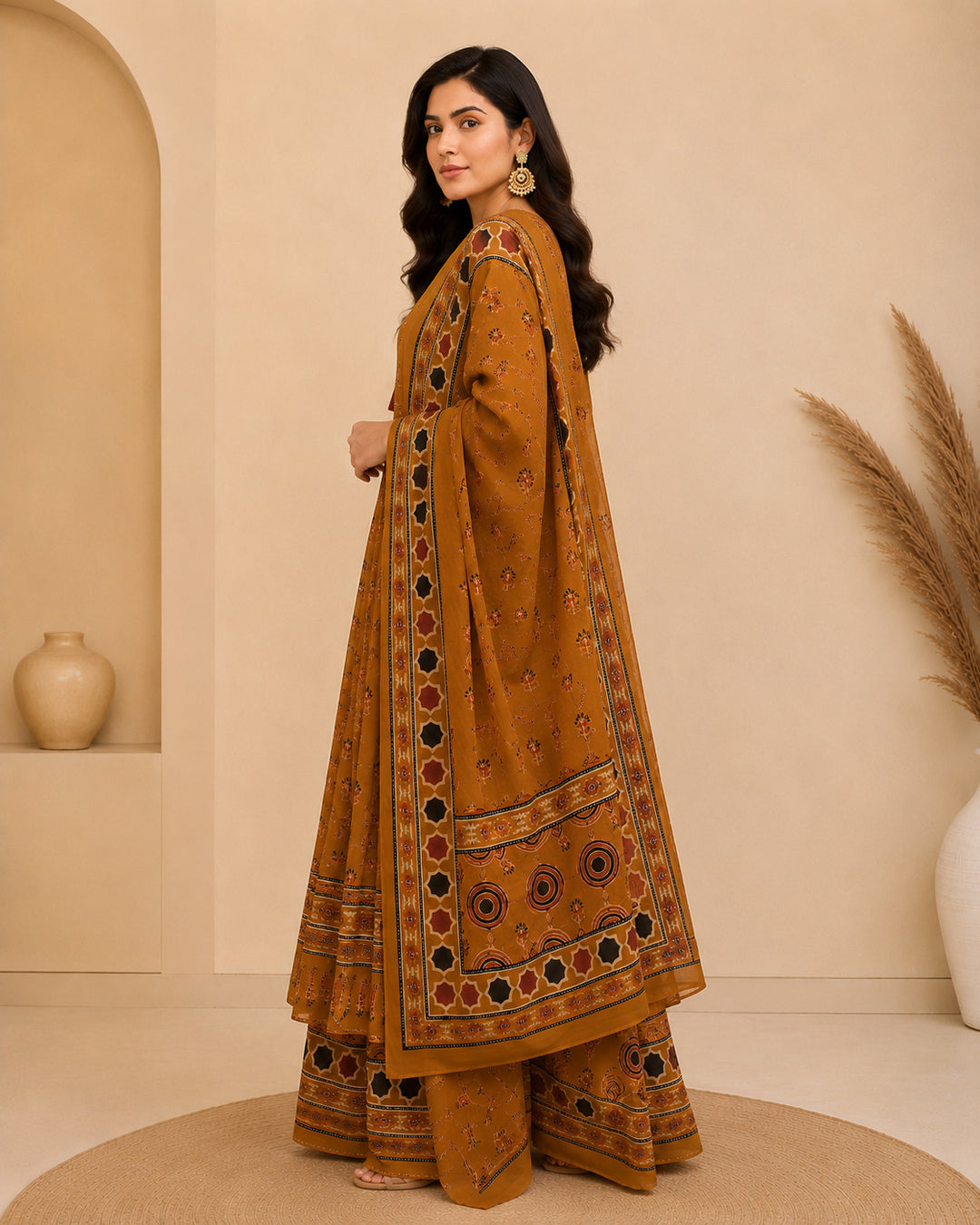 Floral Printed A-Line Pure Cotton Kurta & Palazzos Sets