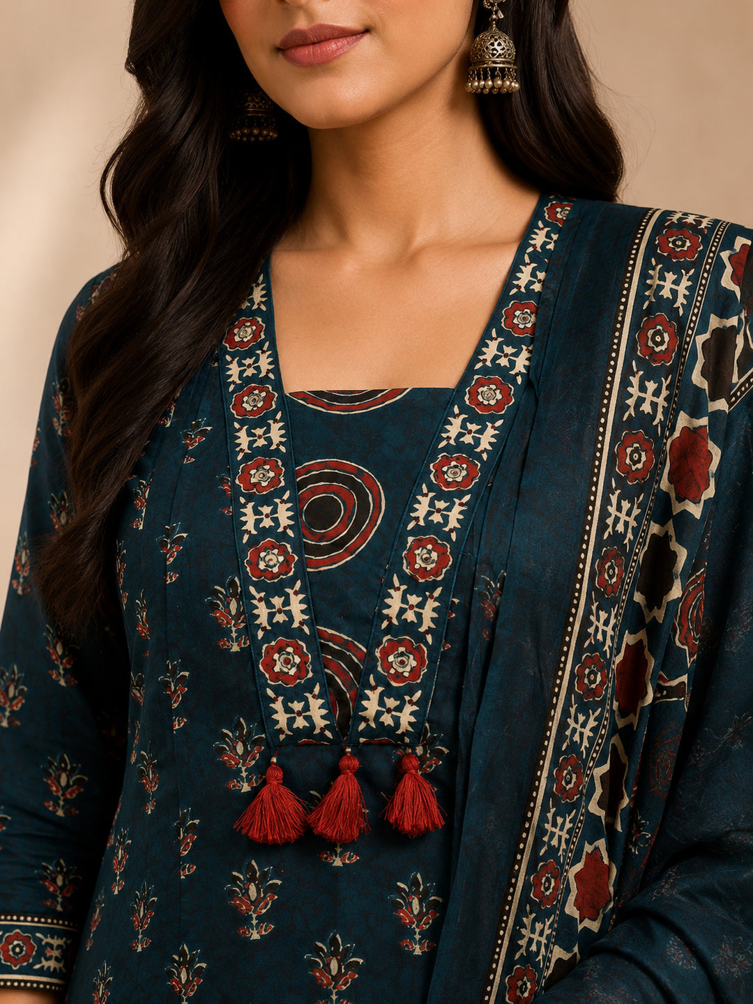 Floral Printed A-Line Pure Cotton Kurta & Palazzos Sets