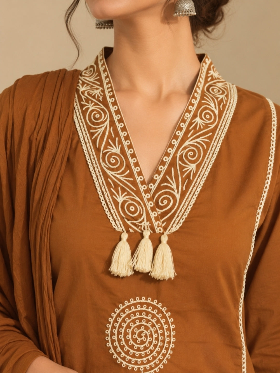 Floral Embroidered Straight Pure Cotton Kurta & Palazzos Sets