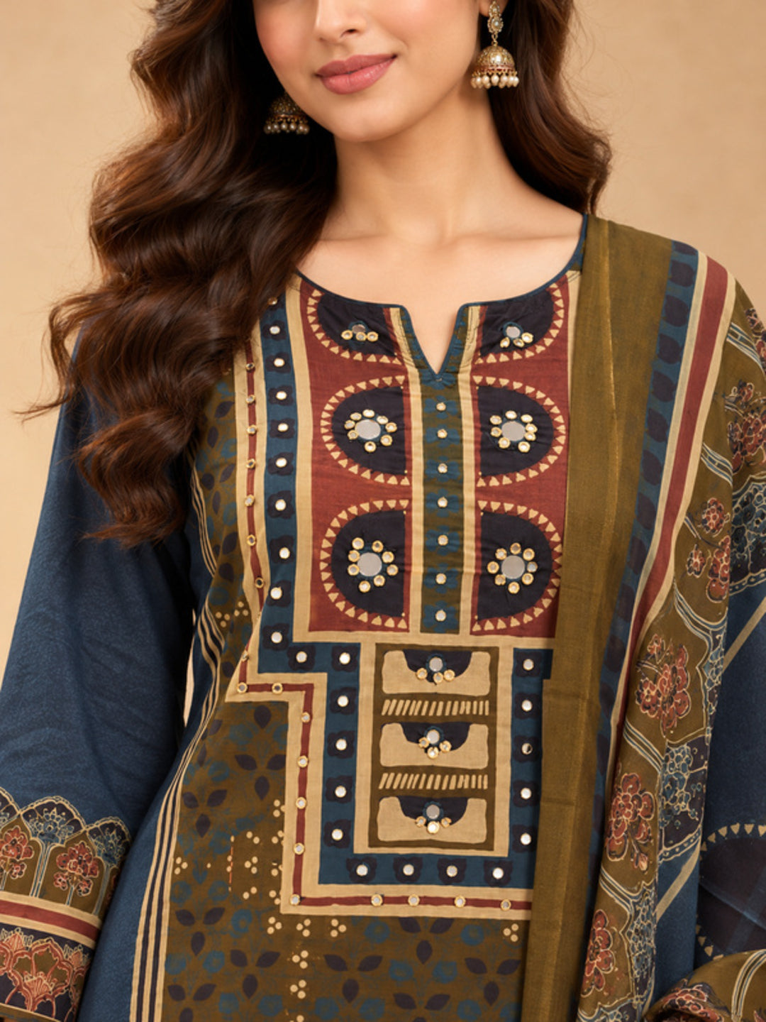 Floral Embroidered Straight Pure Cotton Kurta & Trousers Sets