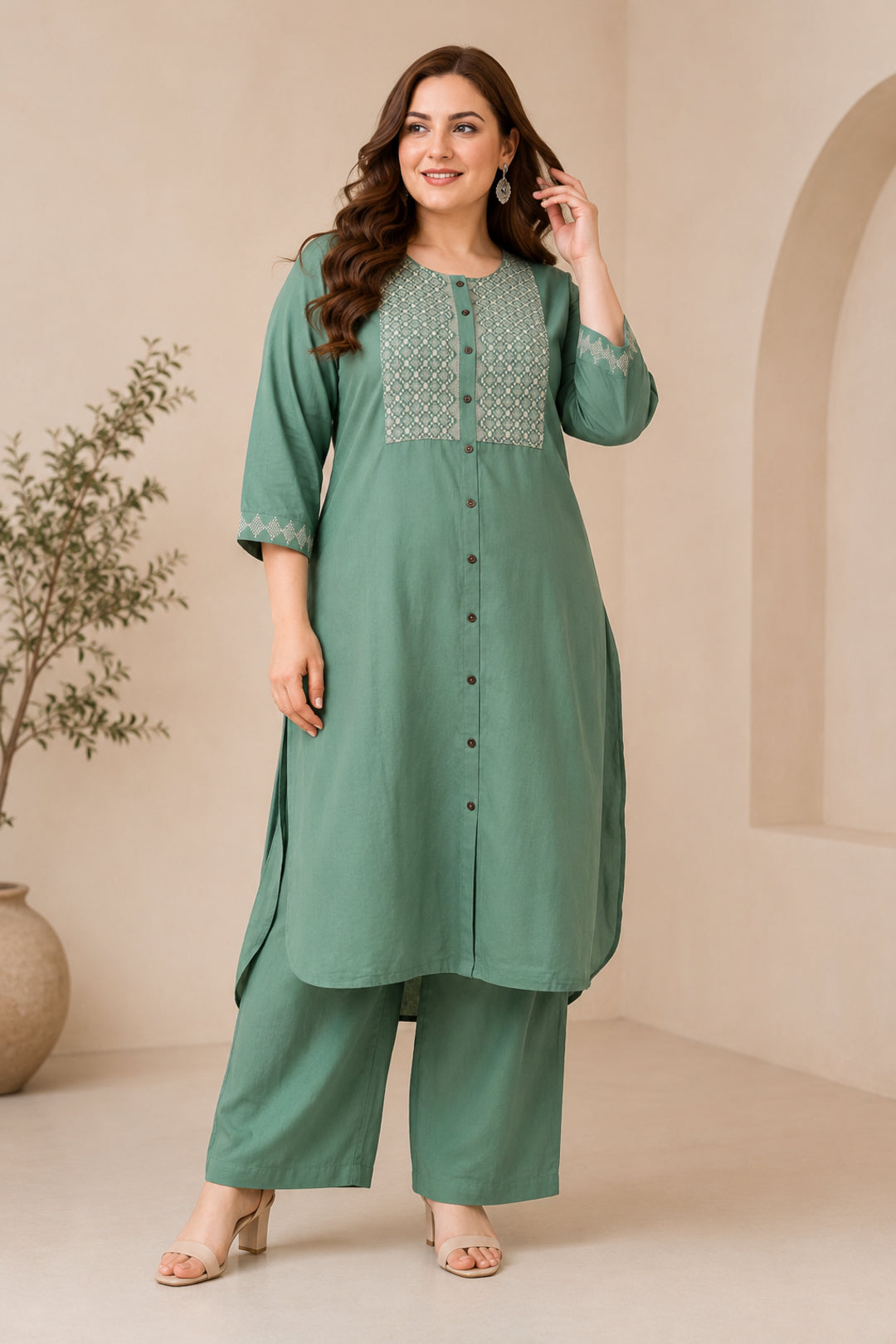 Floral Straight Kurta & Trousers Sets