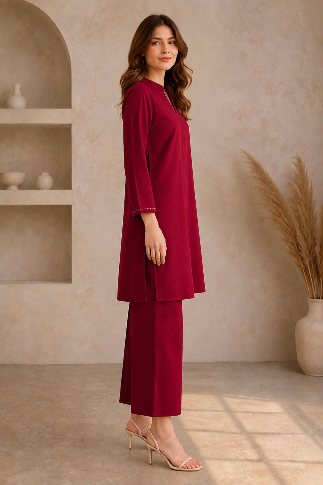 Solid Straight Kurta & Trousers Sets