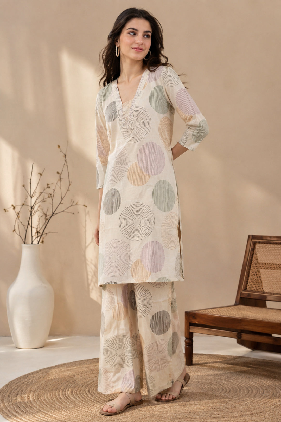 Floral Printed Straight Pure Cotton Kurta & Trousers Sets