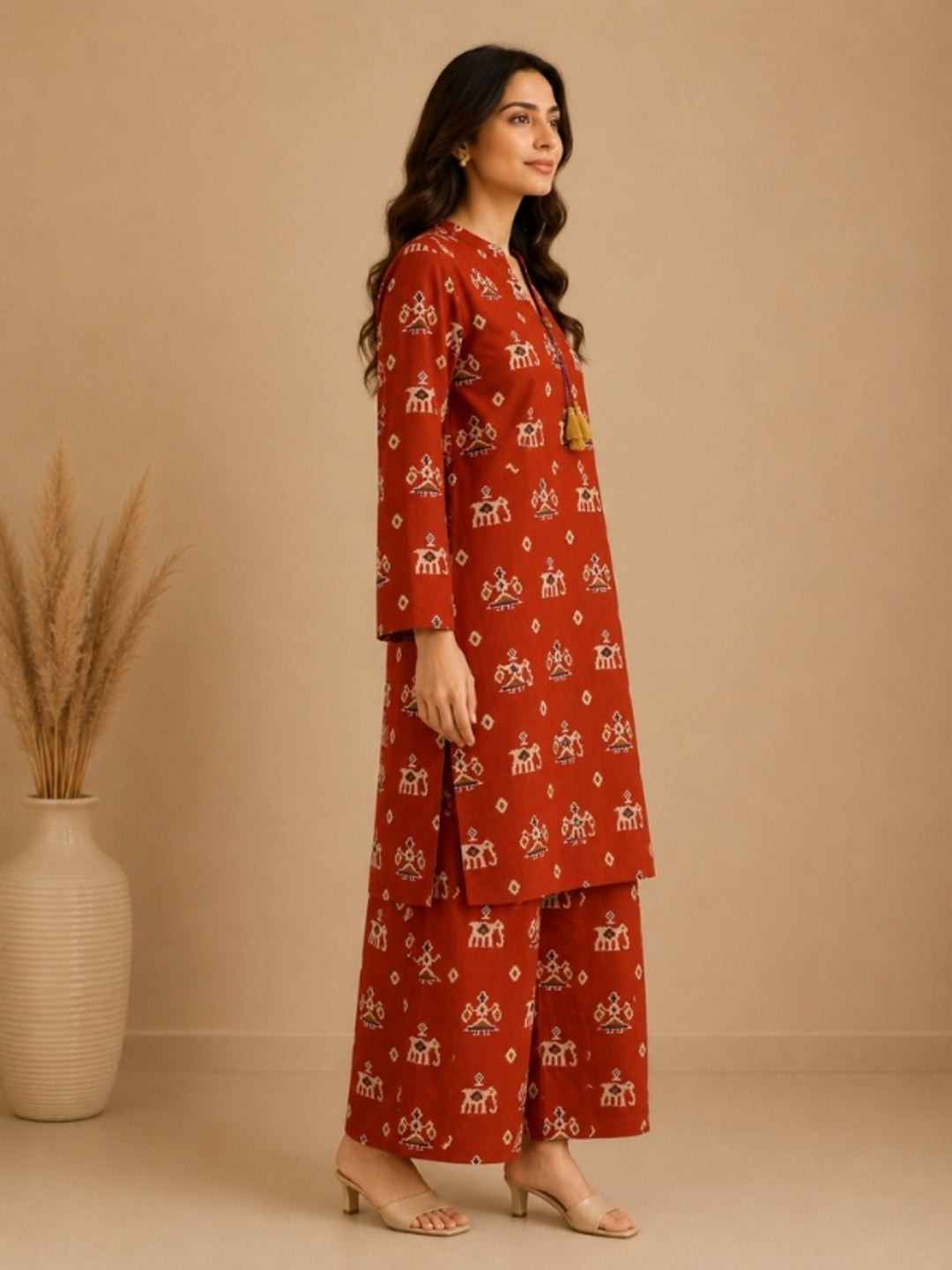 Floral Printed Straight Pure Cotton Kurta & Palazzos Sets