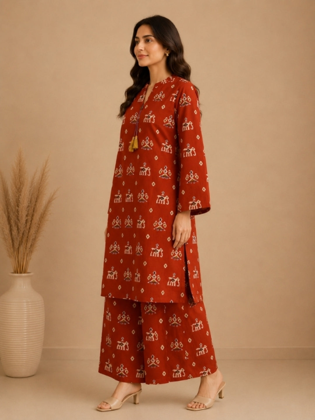 Floral Printed Straight Pure Cotton Kurta & Palazzos Sets