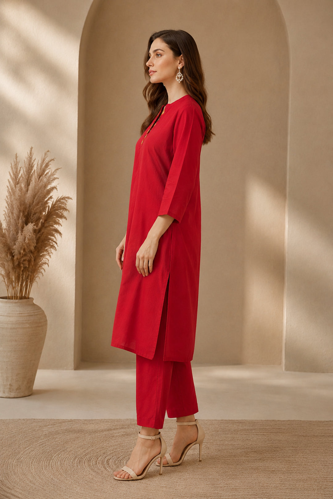 Solid Solid Straight Pure Cotton Kurta & Trousers Sets