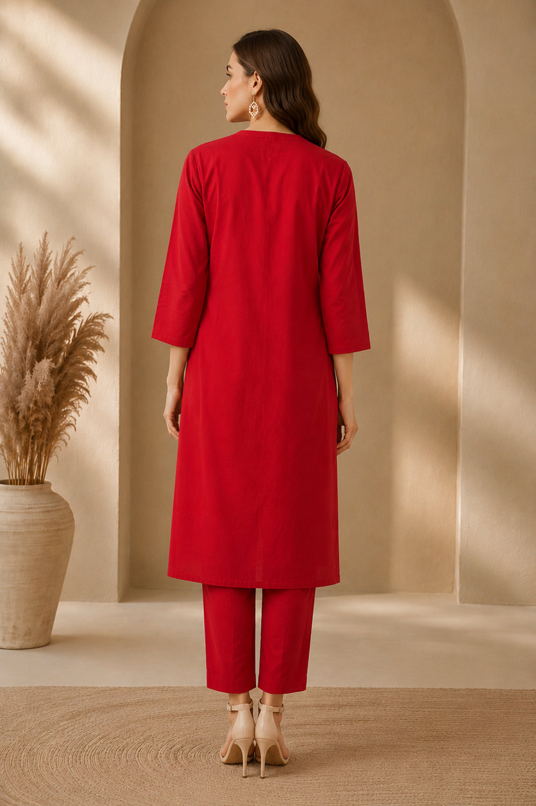 Solid Solid Straight Pure Cotton Kurta & Trousers Sets