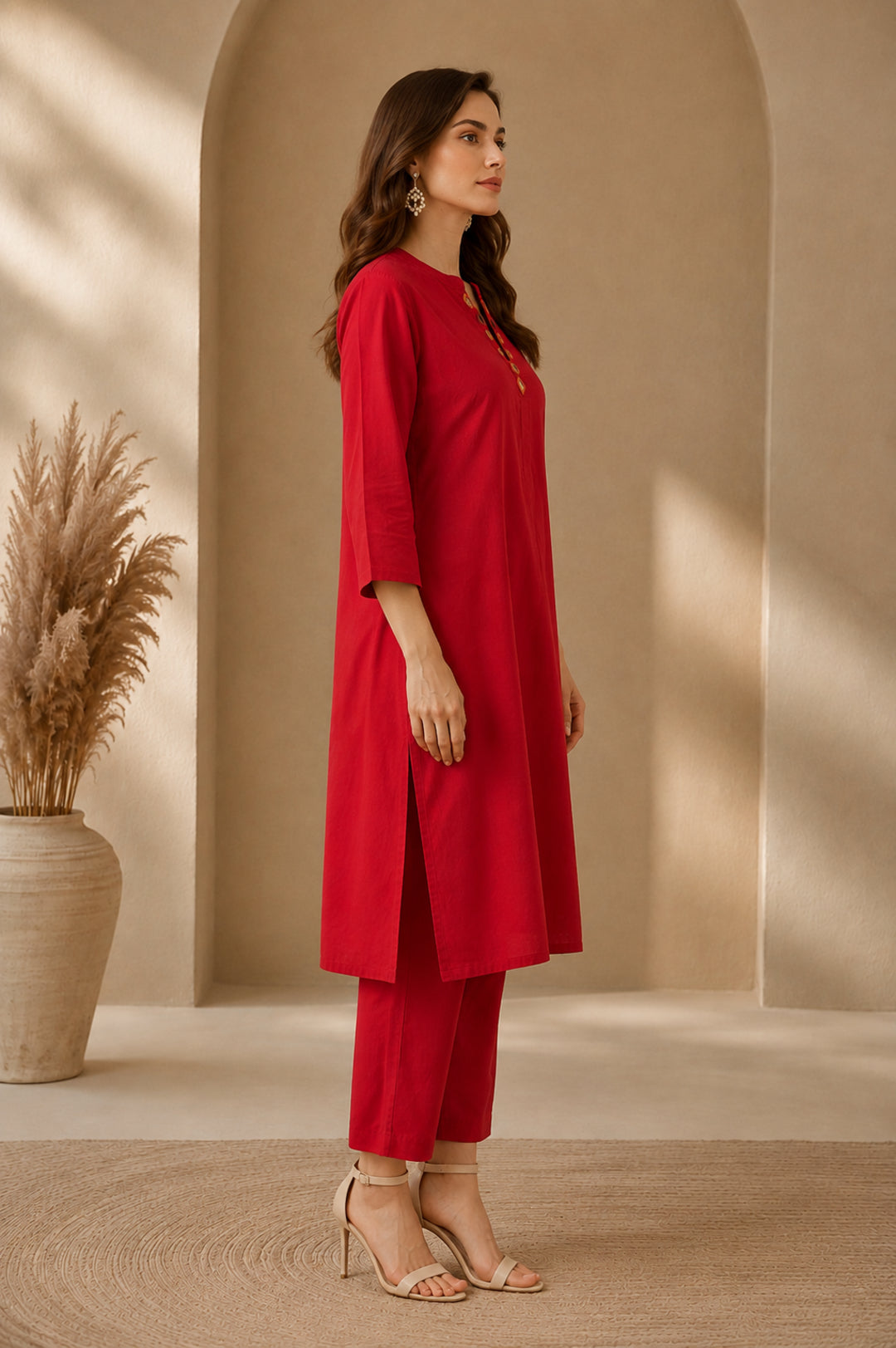 Solid Solid Straight Pure Cotton Kurta & Trousers Sets