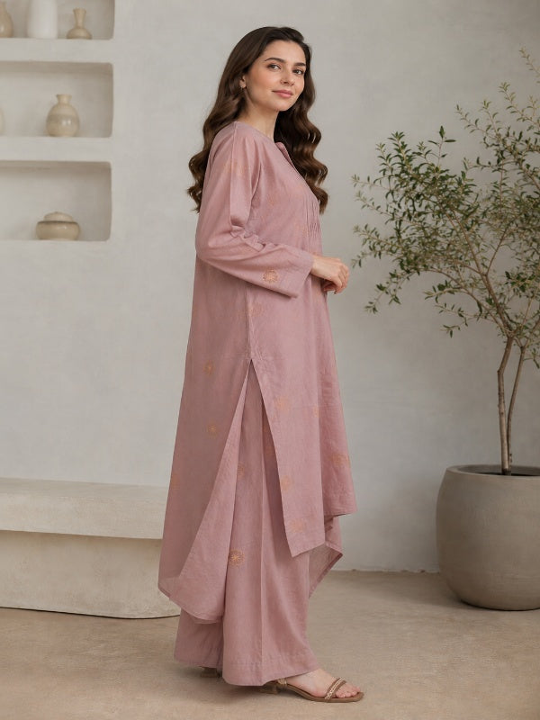 Floral Embroidered Straight Pure Cotton Kurta & Palazzos Sets