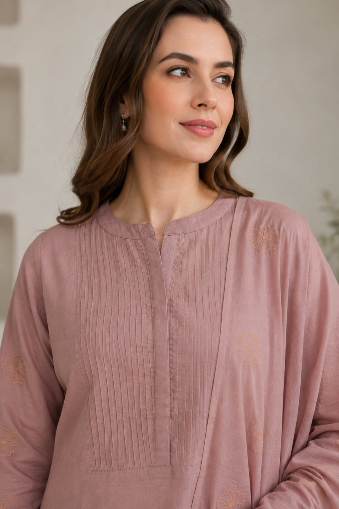 Floral Embroidered Straight Pure Cotton Kurta & Palazzos Sets