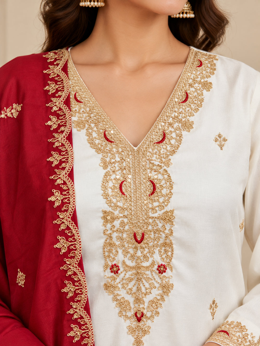 Floral Embroidered Straight Pure Silk Kurta & Trousers Sets