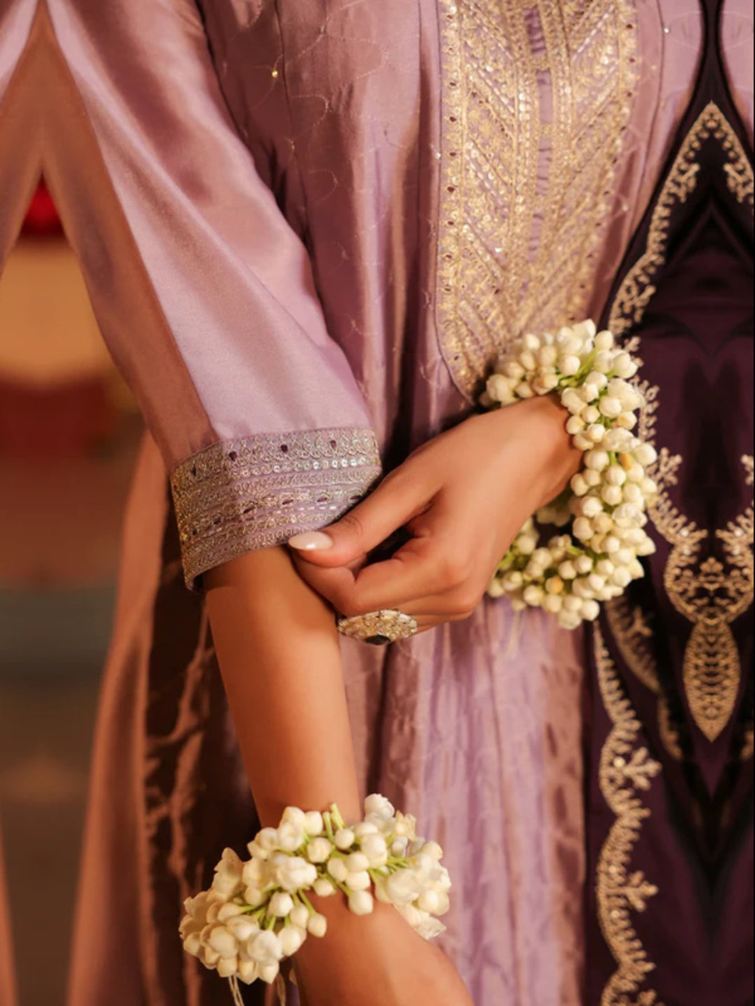 Floral Embroidered A-Line Pure Silk Kurta & Trousers Sets