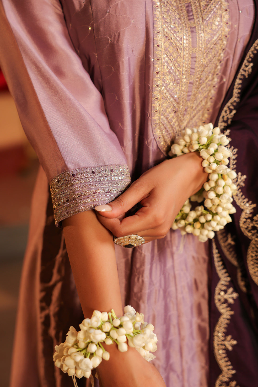 Floral Embroidered A-Line Pure Silk Kurta & Trousers Sets
