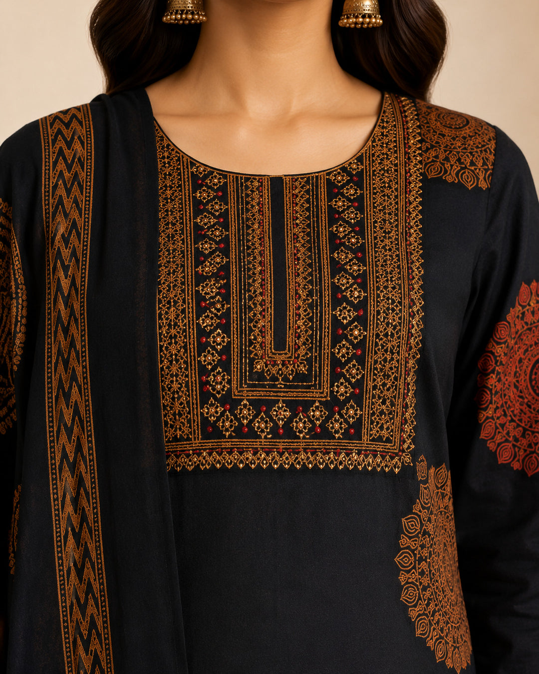 Floral Embroidered Straight Pure Cotton Kurta & Trousers Sets