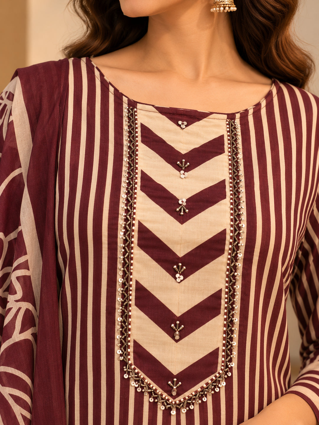 Floral Embroidered Straight Cotton Kurta & Trousers Sets