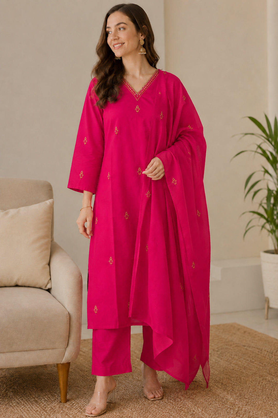 Women Straight Printed Pure Cotton Kurta Sets