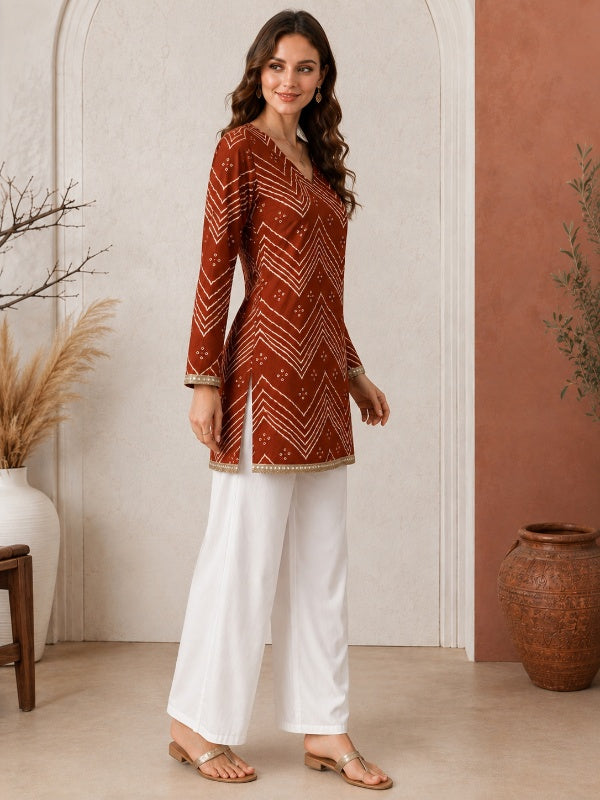 Bandhani Embroidered Straight Pure Cotton Kurta