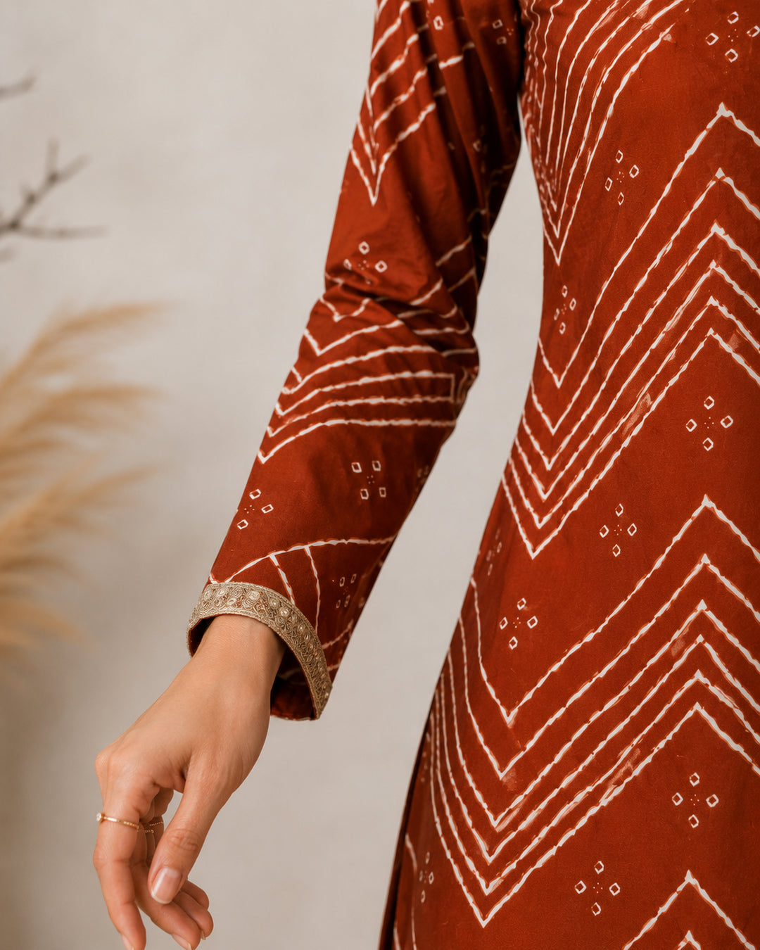 Bandhani Embroidered Straight Pure Cotton Kurta