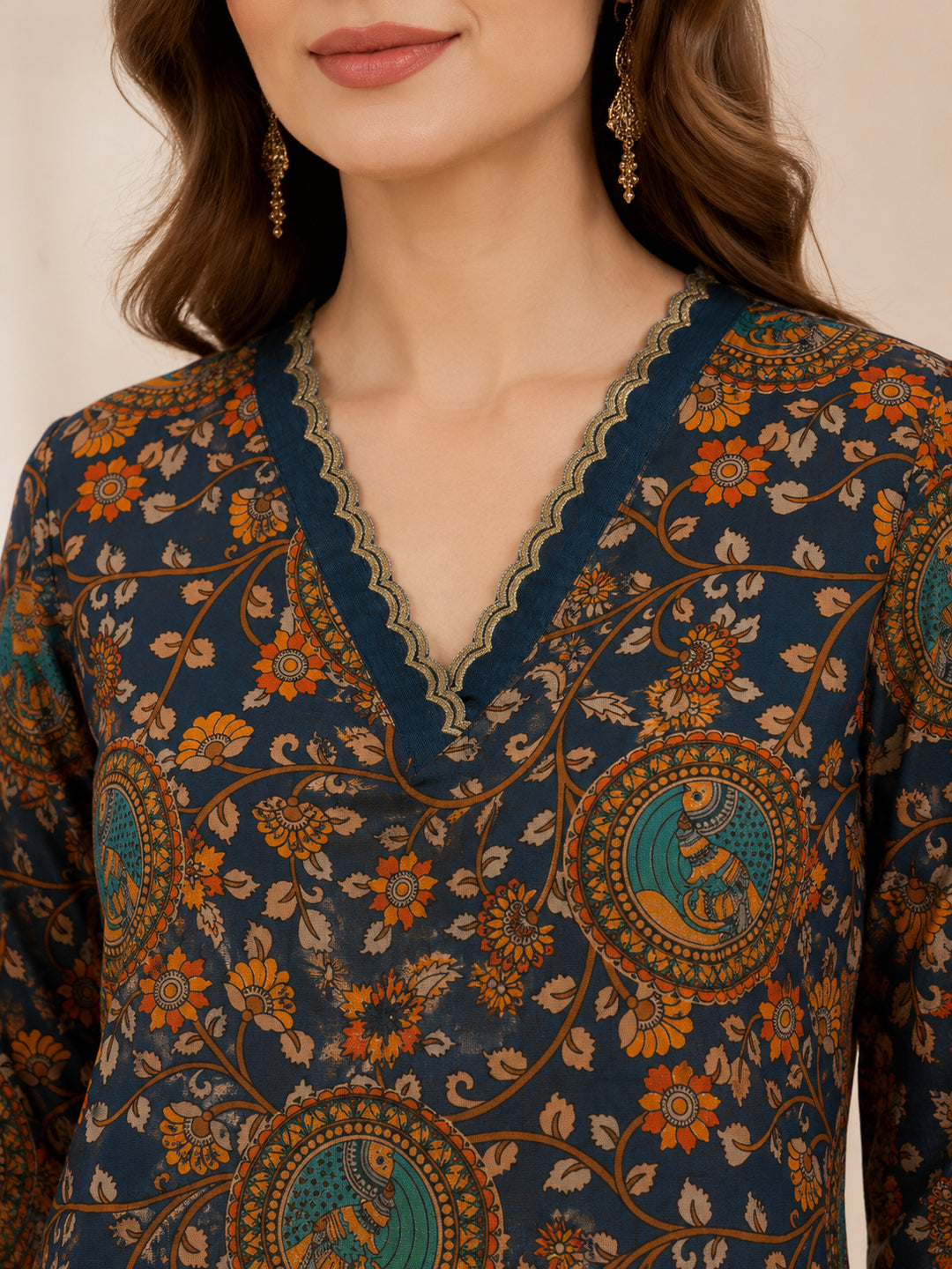 Floral Embroidered Straight Pure Cotton Kurta