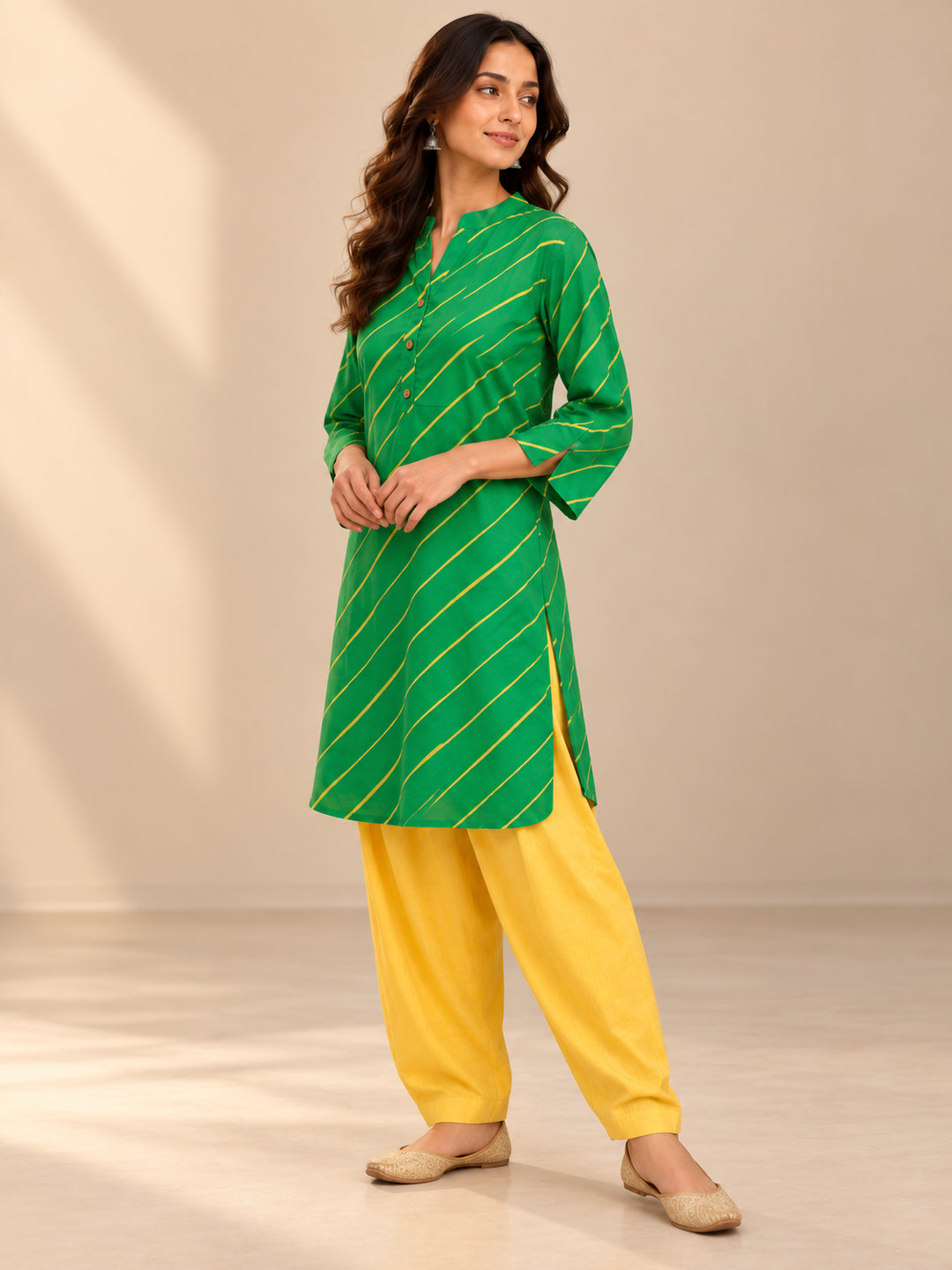 Leheriya Printed Straight Cotton Kurta