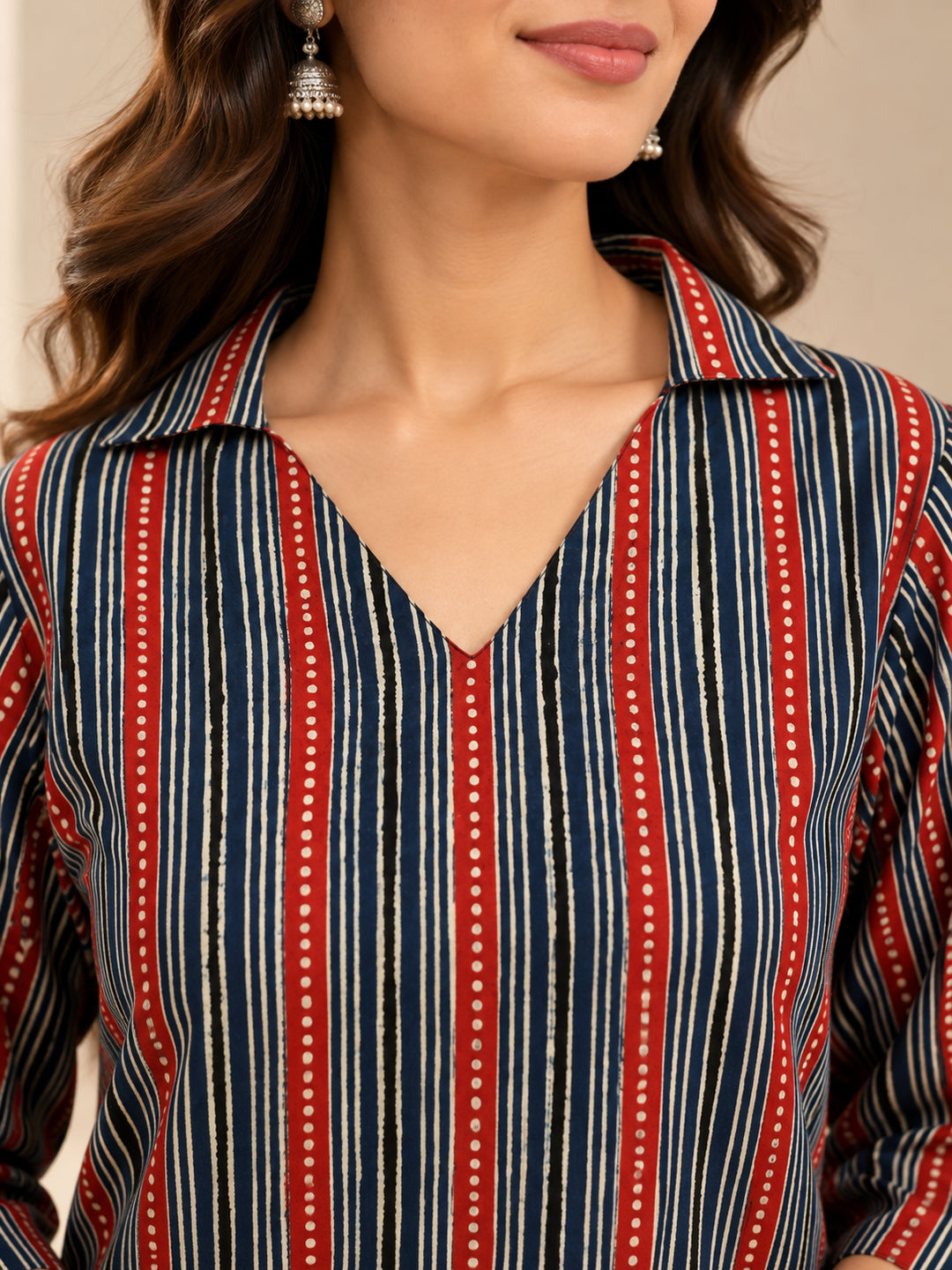 Striped Printed Straight Cotton Kurta