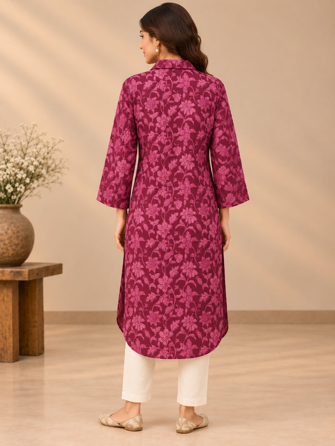 Floral Printed Straight Cotton Kurta