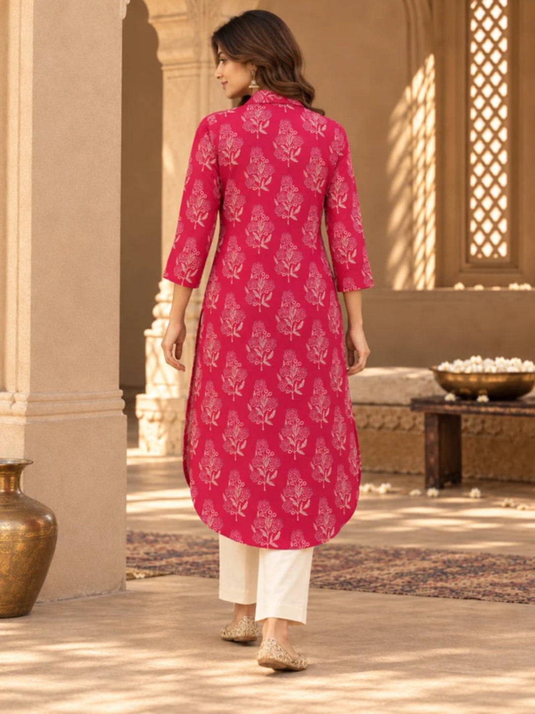 Floral Printed Straight Cotton Kurta