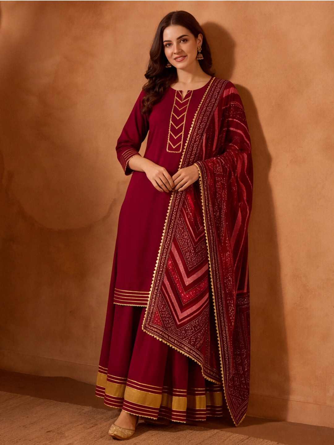 Floral Embroidered Straight Kurta & Skirt Sets