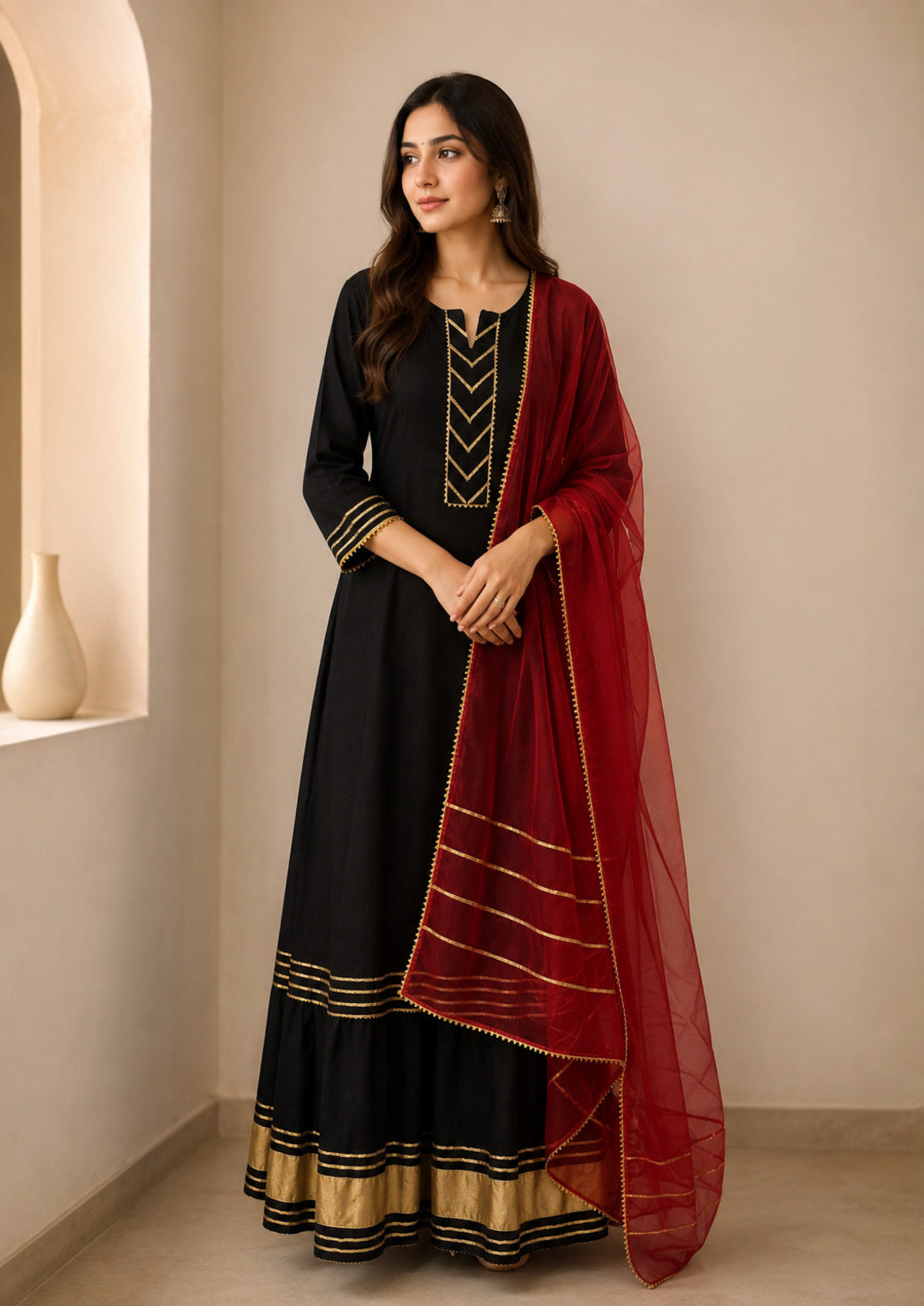 Floral Embroidered A-Line Kurta & Skirt Sets