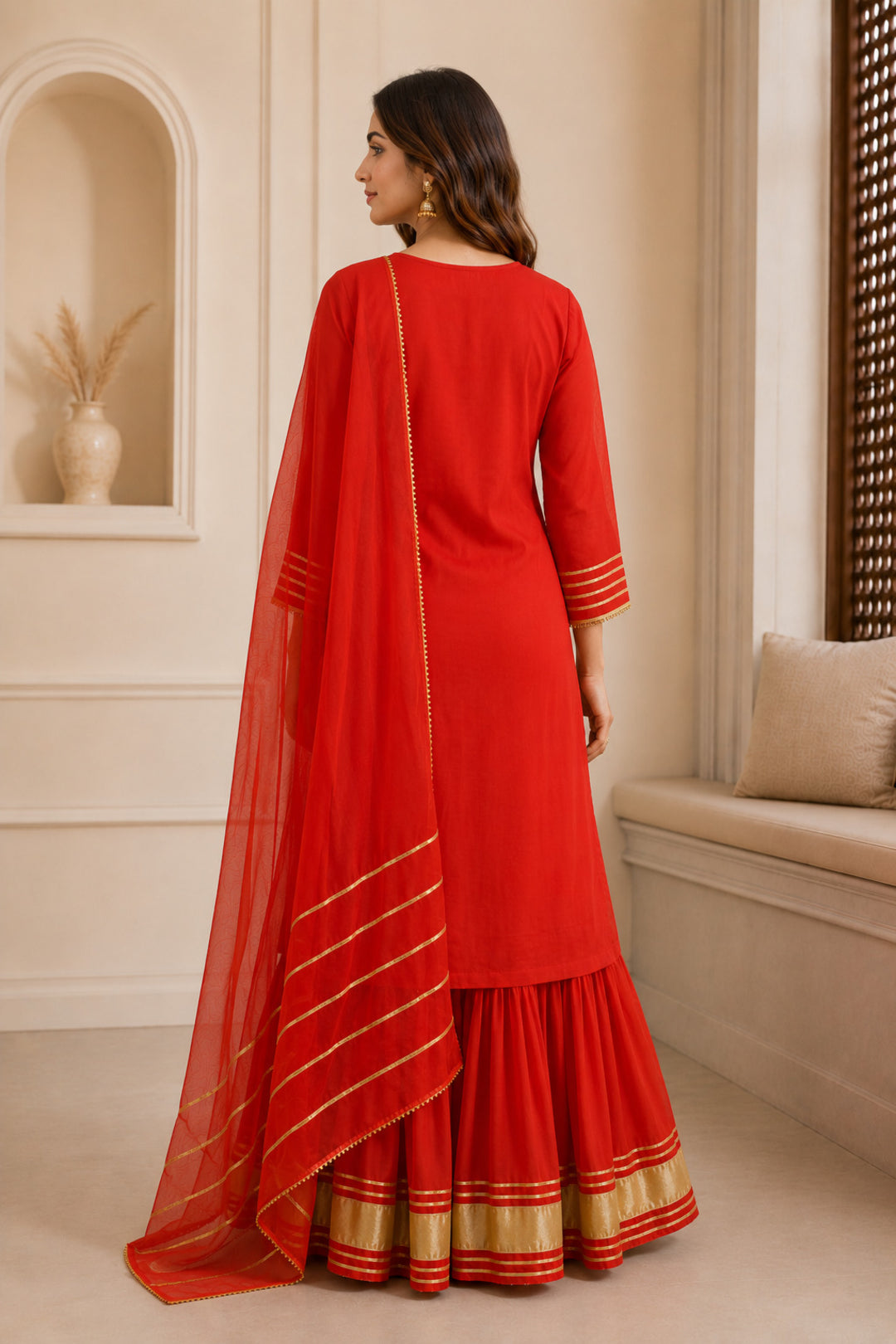 Floral Embroidered A-Line Kurta & Skirt Sets