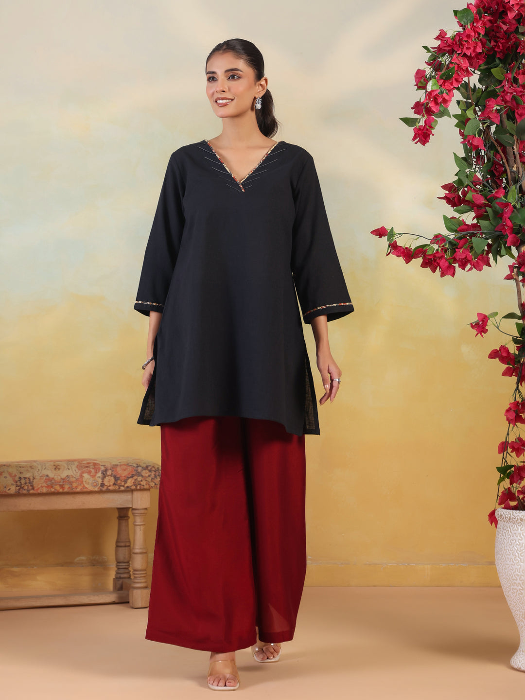 Solid Loose Fit Palazzo for Women