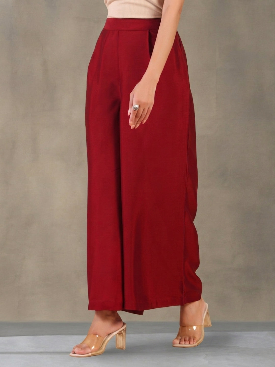 Solid Loose Fit Palazzo for Women