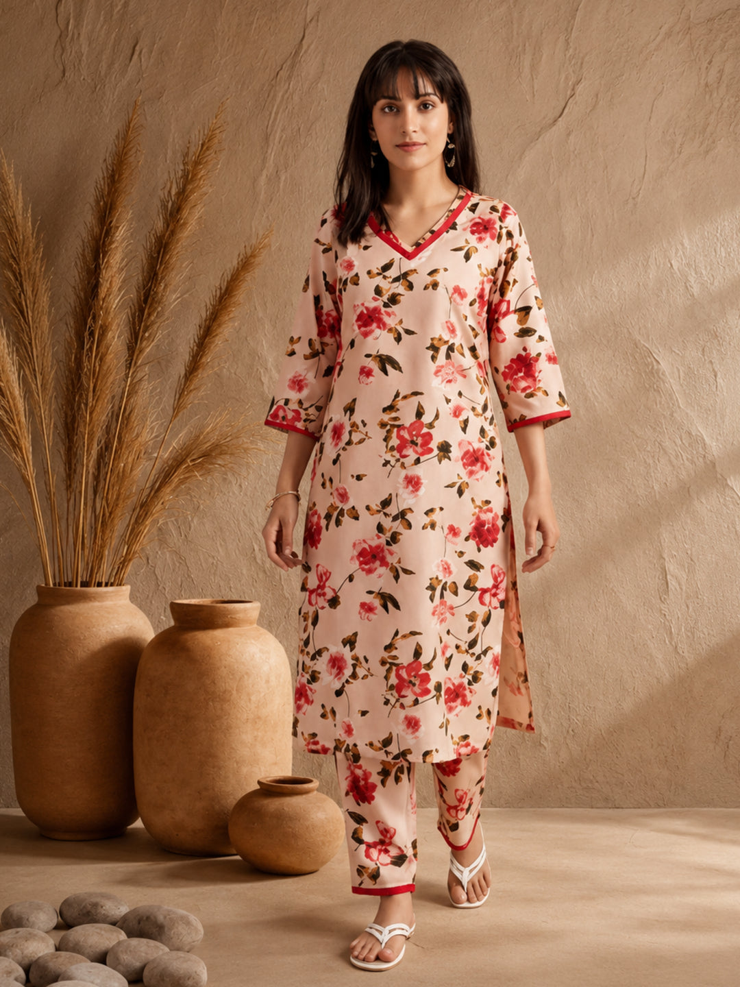 Floral Printed Straight Kurta With Pants