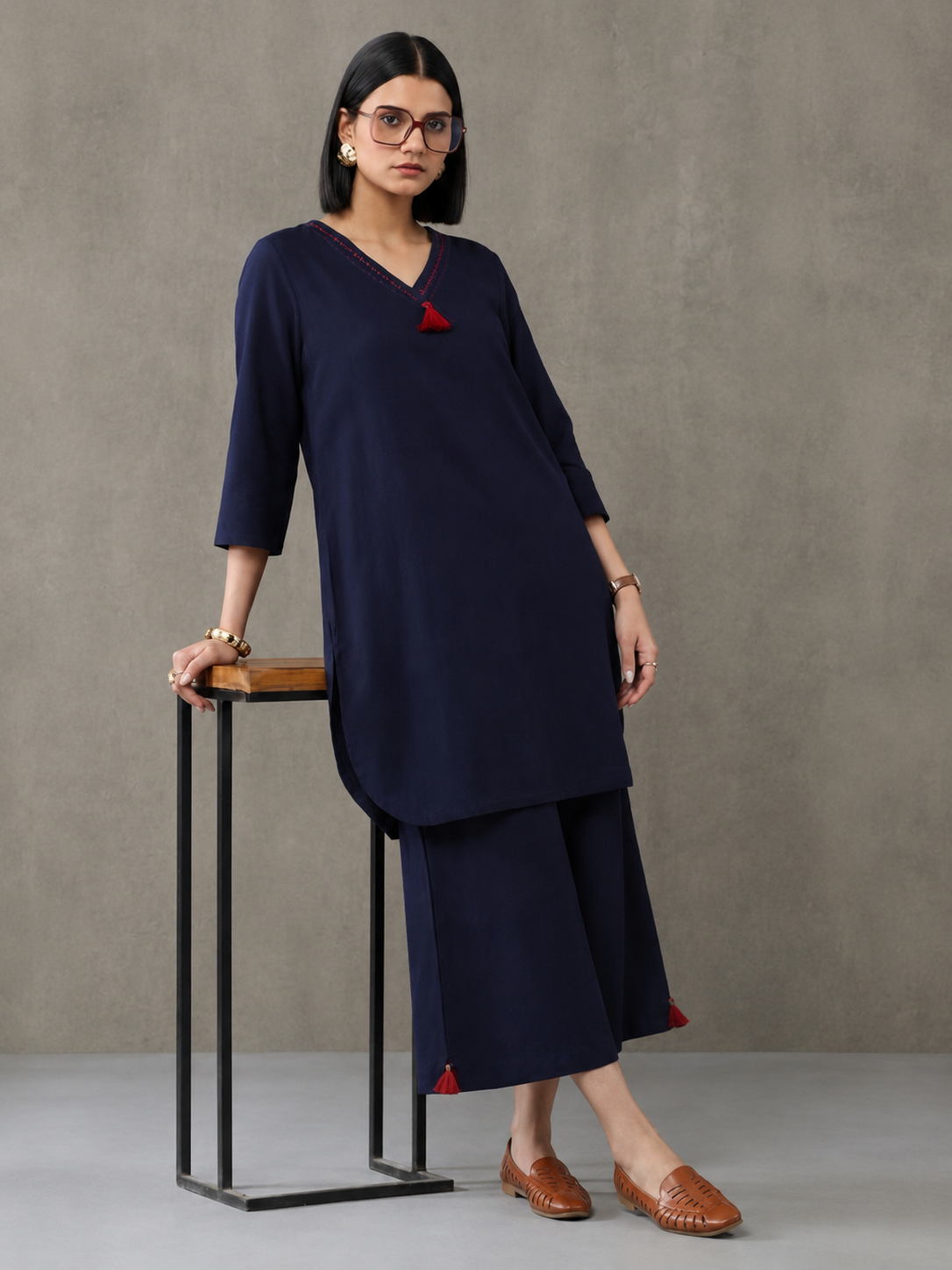 Pure cotton Solid kurta sets with palazzo
